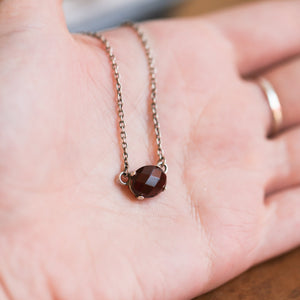 Faceted Garnet Necklace - Garnet Pendant - Red Garnet Jewelry - .925 Sterling Silver