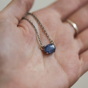 Ready to Ship - Blue Kyanite Necklace - Dainty Kyanite Prong Pendant - Silversmith - Kyanite Necklace