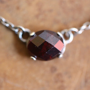 Faceted Garnet Necklace - Garnet Pendant - Red Garnet Jewelry - .925 Sterling Silver