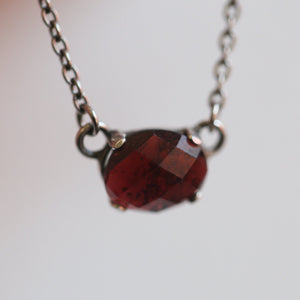 Faceted Garnet Necklace - Garnet Pendant - Red Garnet Jewelry - .925 Sterling Silver