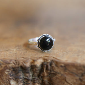 Black Agate Ring - Silversmith Ring - Western Ring - Black Onyx Stacking Ring