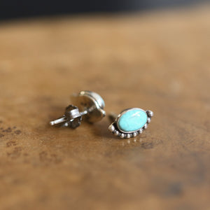 Bright Eyes Turquoise Posts - Boho Turquoise Earrings - Turquoise Studs - Silversmith