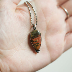 Red Creek Jasper Pendant - Sweetheart Necklace - Red Jasper Necklace - Silversmith