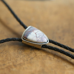 Ready to Ship - Bolo Tie in Porcelain Jasper - .925 Sterling Silver Bolo Tie - OOAK