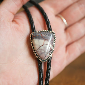 Bolo Tie in Porcelain Jasper - .925 Sterling Silver Bolo Tie - OOAK - Silversmith