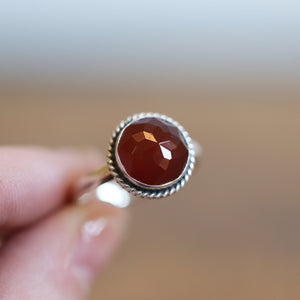 Carnelian Ring - Rose Cut Carnelian - Burnt Orange Carnelian Ring - Silversmith Ring