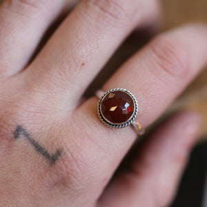 Carnelian Ring - Rose Cut Carnelian - Burnt Orange Carnelian Ring - Silversmith Ring