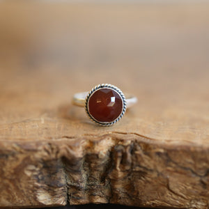 Carnelian Ring - Rose Cut Carnelian - Burnt Orange Carnelian Ring - Silversmith Ring