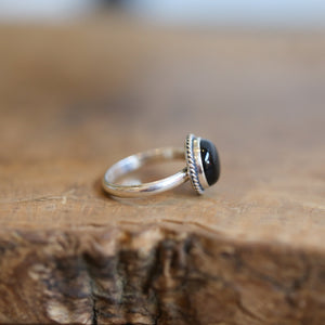 Black Agate Ring - Silversmith Ring - Western Ring - Black Onyx Stacking Ring