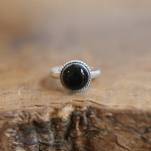 Black Agate Ring - Silversmith Ring - Western Ring - Black Onyx Stacking Ring