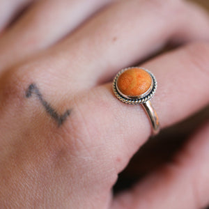 Red Sponge Coral Ring - Silversmith Ring - Western Red Coral Ring - Sterling Silver