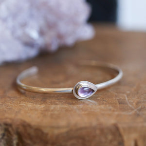 Amethyst Bracelet - Amethyst Cuff Bracelet - Open Back Amethyst Bangle