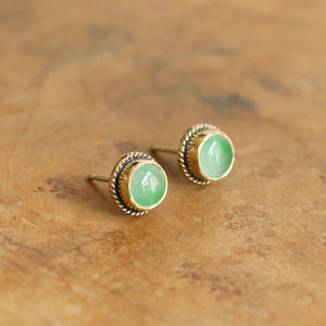 14K Jade Posts - Jade Studs - 14 Karat Gold Posts - Goldsmith Jade Earrings