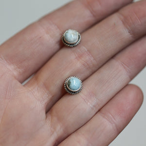 Larimar traditional Posts - Larimar Studs - Dominican Larimar Earrings - Sterling Silver Posts