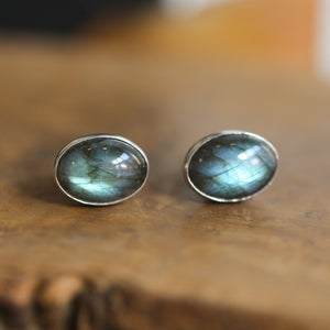 Labradorite Cuff Links - Labradorite Cufflinks - .925 Sterling Silver - Silversmith Cufflinks