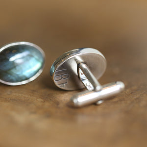 Labradorite Cuff Links - Labradorite Cufflinks - .925 Sterling Silver - Silversmith Cufflinks