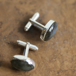 Labradorite Cuff Links - Labradorite Cufflinks - .925 Sterling Silver - Silversmith Cufflinks