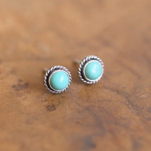 Turquoise Posts - Western Turquoise Studs - Robins Egg Blue Turquoise - Sterling Silver