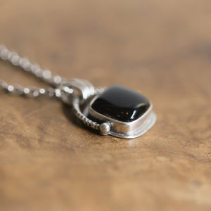 Chelsea Necklace - Black Agate Pendant - Silversmith - Black Agate Necklace