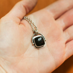 Chelsea Necklace - Black Agate Pendant - Silversmith - Black Agate Necklace