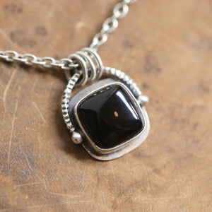 Chelsea Necklace - Black Agate Pendant - Silversmith - Black Agate Necklace