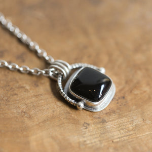 Chelsea Necklace - Black Agate Pendant - Silversmith - Black Agate Necklace