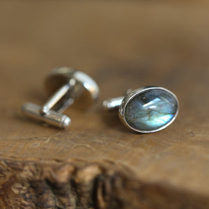 Labradorite Cuff Links - Labradorite Cufflinks - .925 Sterling Silver - Silversmith Cufflinks