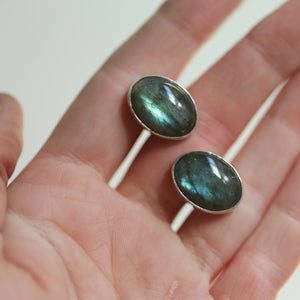 Labradorite Cuff Links - Labradorite Cufflinks - .925 Sterling Silver - Silversmith Cufflinks