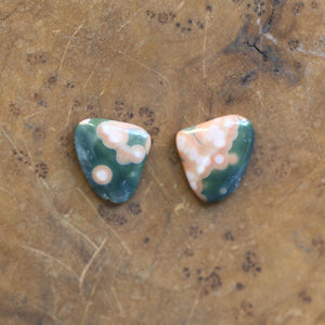 Ocean Jasper Posts with Jade and Peals - Silversmith Post Earrings - Sterling Silver Studs