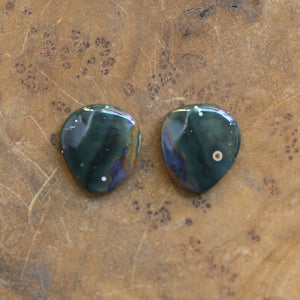 Ocean Jasper Posts with Jade and Peals - Silversmith Post Earrings - Sterling Silver Studs