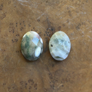 Ocean Jasper Posts with Jade and Peals - Choose Your Pair - Sterling Silver Studs