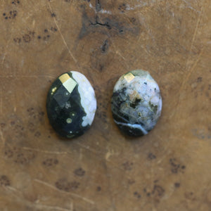 Ocean Jasper Posts with Jade and Peals - Choose Your Pair - Sterling Silver Studs