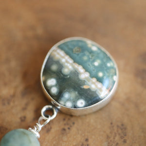 Ocean Jasper Posts with Jade and Peals - Silversmith Post Earrings - Sterling Silver Studs