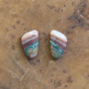 Ocean Jasper Posts with Jade and Peals - Silversmith Post Earrings - Sterling Silver Studs