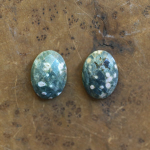 Ocean Jasper Posts with Jade and Peals - Choose Your Pair - Sterling Silver Studs