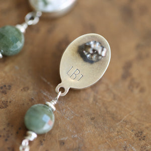 Ready to Ship - Ocean Jasper Posts with Jade and Peals - Silversmith Post Earrings - Sterling Silver Studs