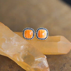 Spiny Oyster Posts - Spiny Oyster Earrings - Orange Stud Earrings - Silversmith