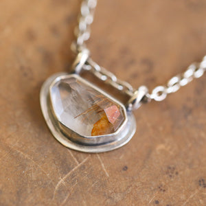 Copper Rutilated Quartz Pendant - Rutilated Quartz Necklace - Sterling Silver