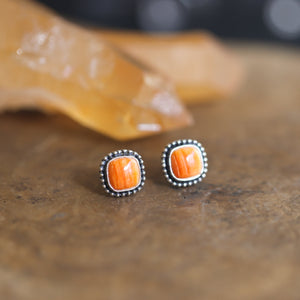 Spiny Oyster Posts - Spiny Oyster Earrings - Orange Stud Earrings - Silversmith