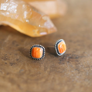 Spiny Oyster Posts - Spiny Oyster Earrings - Orange Stud Earrings - Silversmith