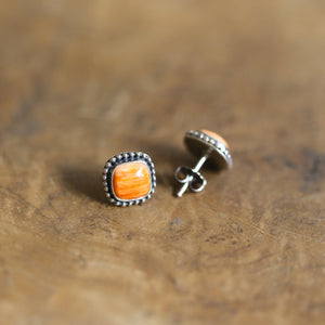 Spiny Oyster Posts - Spiny Oyster Earrings - Orange Stud Earrings - Silversmith