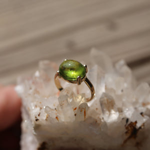 Peridot Ring - Solid 14K Peridot Ring - Gold Prong Ring - August Birthstone - Goldsmith