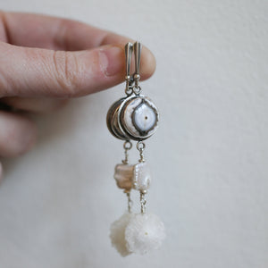 Long Ocean Jasper Drops - Freshwater Pearl - Stalactite Druzy - Choose Your Pair - Sterling Silver