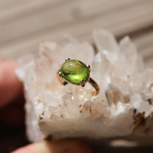 Peridot Ring - Solid 14K Peridot Ring - Gold Prong Ring - August Birthstone - Goldsmith