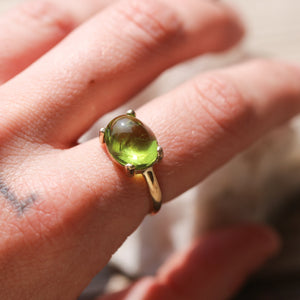 Peridot Ring - Solid 14K Peridot Ring - Gold Prong Ring - August Birthstone - Goldsmith