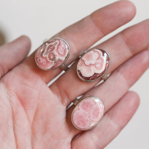 Ready to Ship - Rhodochrosite Ring - .925 Sterling Silver Ring - Rhodochrosite Boho Statement Ring