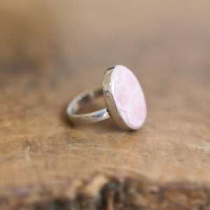 Ready to Ship - Rhodochrosite Ring - .925 Sterling Silver Ring - Rhodochrosite Boho Statement Ring