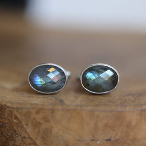 Faceted Labradorite Cuff Links - Labradorite Cufflinks - .925 Sterling Silver - Silversmith Cufflinks