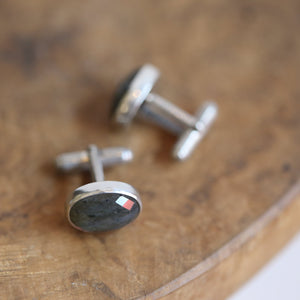 Faceted Labradorite Cuff Links - Labradorite Cufflinks - .925 Sterling Silver - Silversmith Cufflinks