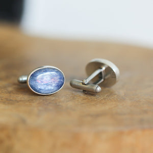 Ready to Ship - Kyanite Cuff Links - .925 Sterling Silver Cufflinks - Silversmith - Blue Kyanite Cufflinks